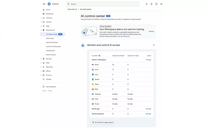 Разработчики Google Workspace внедрили центр управления ИИ для безопасного контроля доступа к данным