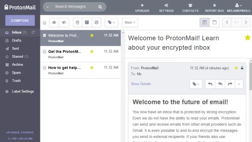 Скриншот ProtonMail