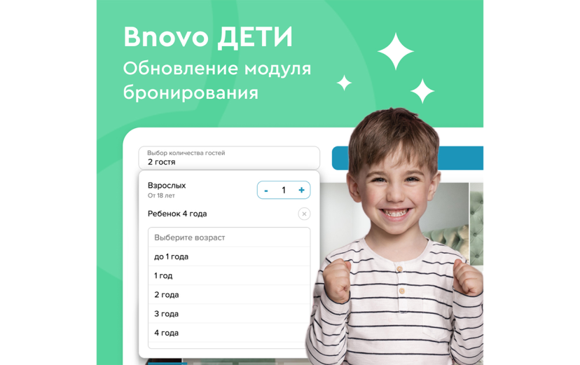 Разработчики BNOVO внедрили в свой гостиничный софт возможность размещать детей по возрастам
