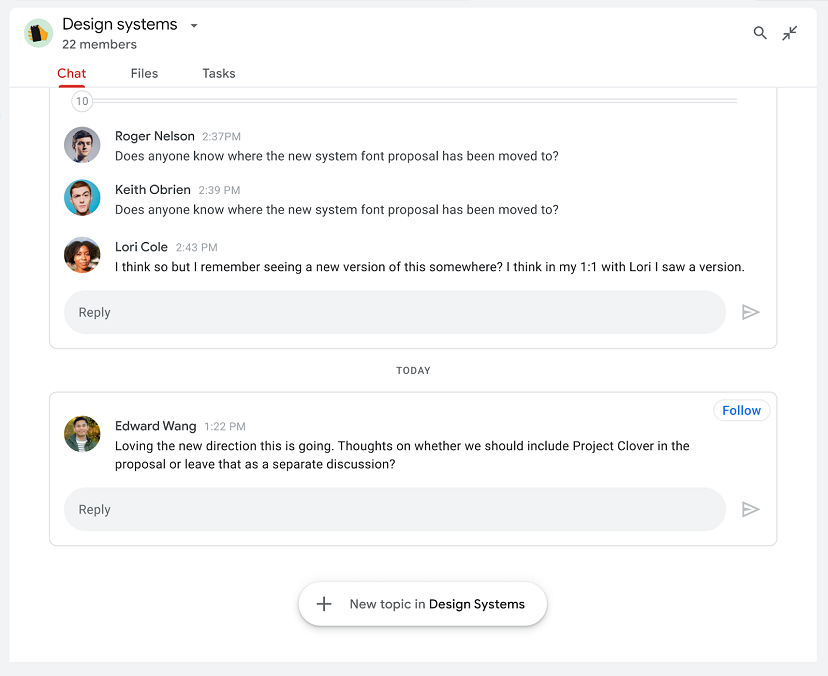 Google оптимизирует способ организации разговоров в GoogleЧат