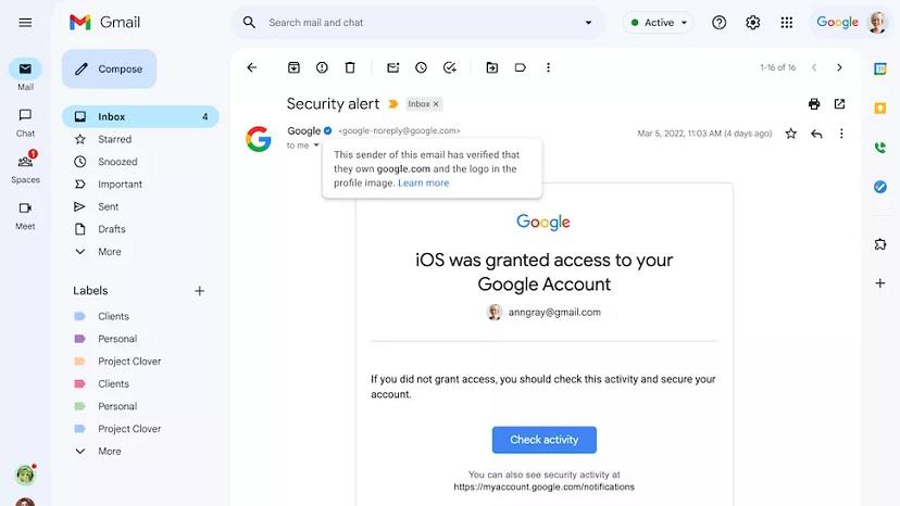 Gmail теперь предлагает проверку подлинности для подтверждения аккаунта