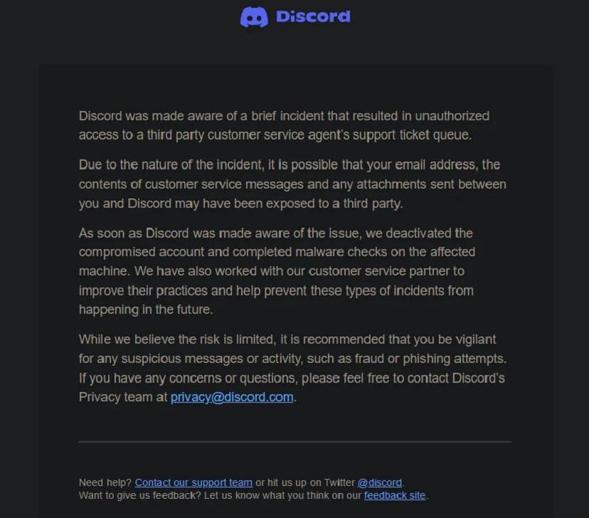 Discord сообщает об утечке данных после взлома агента службы поддержки