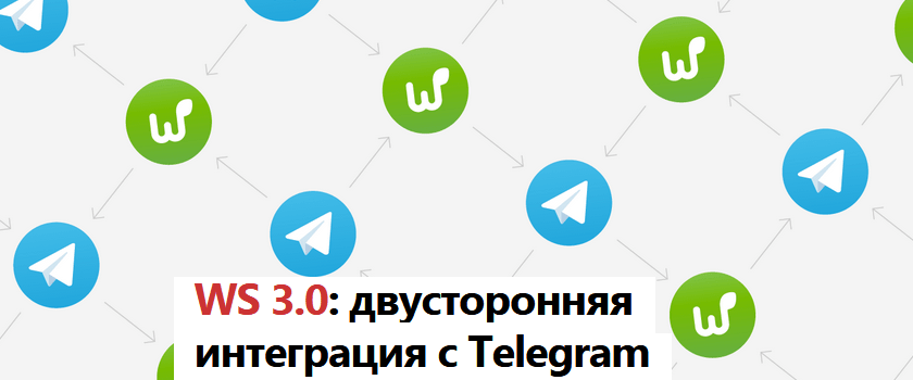 Telegram integration. Билатеральная интеграция. Worksection logo.